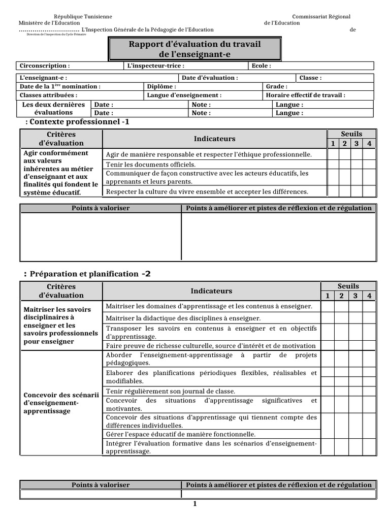 Rapport d'évaluation pédagogique | PDF | Apprentissage | Pédagogie