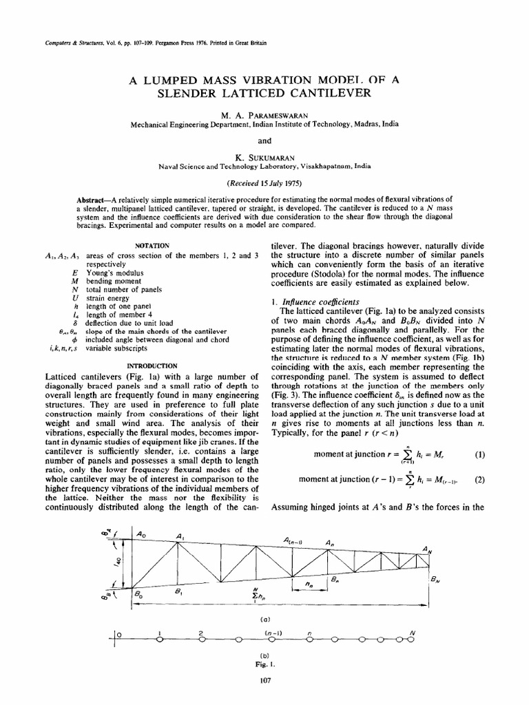 Lumped Mass Vibration Model for Cantilevers | PDF | Normal Mode ...