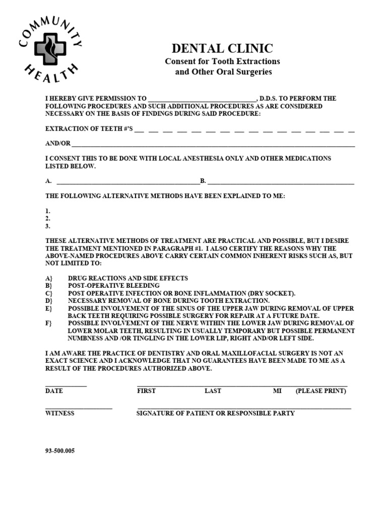 Tooth Extraction Consent Form | PDF