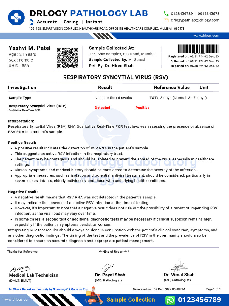 RSV Test Results and Interpretation | PDF | Infection | Human Diseases ...