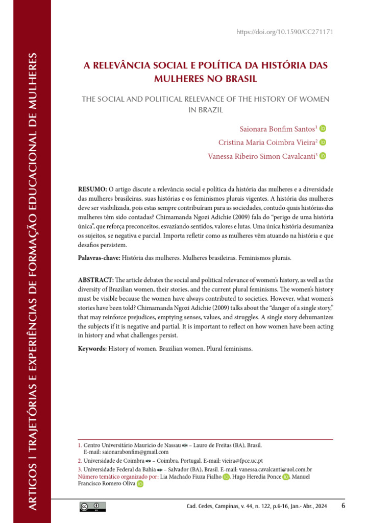 História e Diversidade das Mulheres Brasileiras | PDF | Feminismo ...