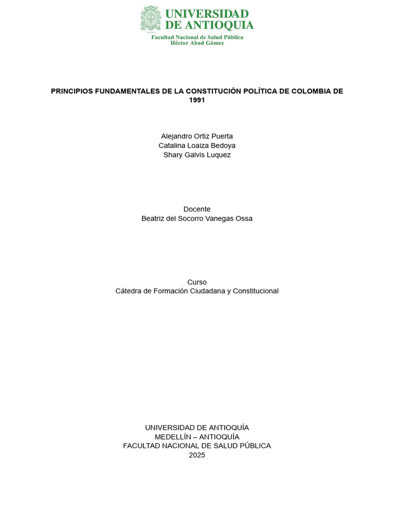 Principios de la Constitución de 1991 en Colombia | PDF | Democracia ...