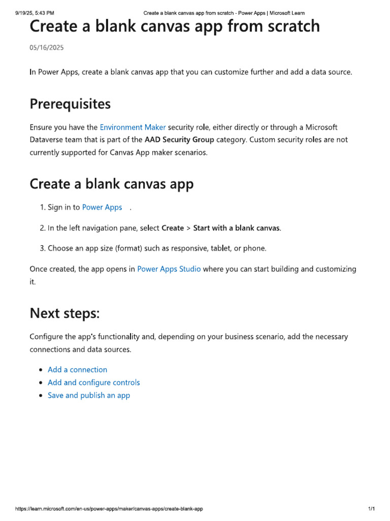 Create A Blank Canvas App From Scratch | PDF