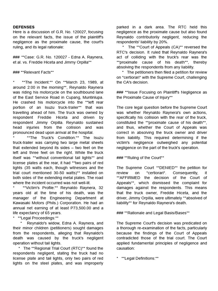 Supreme Court Ruling on Negligence Case | PDF | Negligence | Proximate ...
