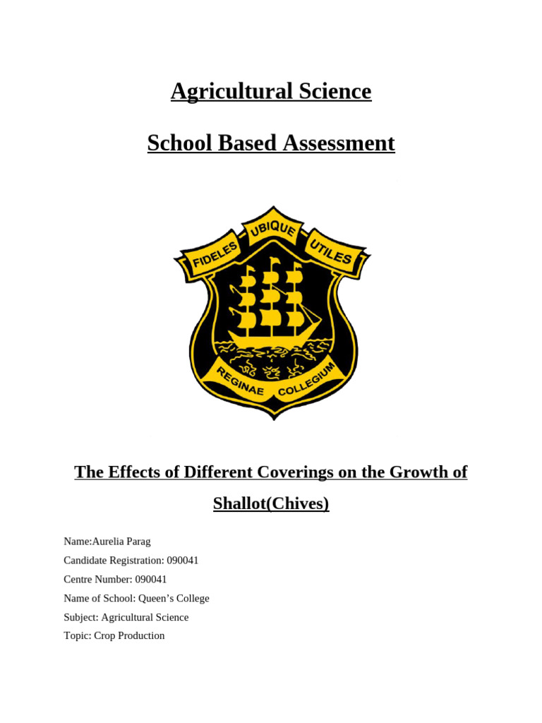 Agricultural Science Crop Sba Draft - Aurelia Parag | PDF | Soil | Onion