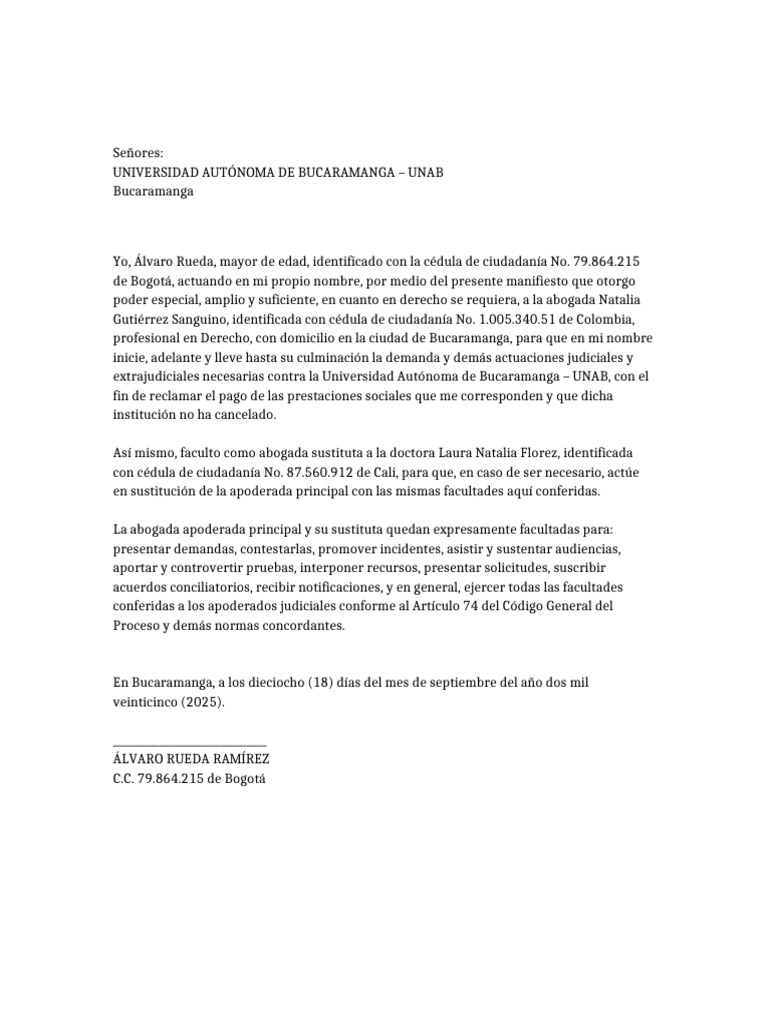 Poder Especial Alvaro Rueda | PDF