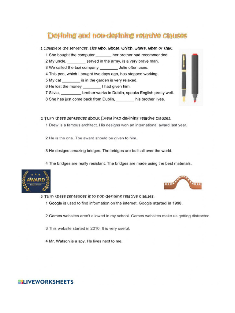 Defining and Non-Defining Relative Clauses | PDF