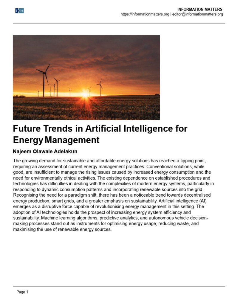 AI Innovations in Energy Management | PDF | Artificial Intelligence ...