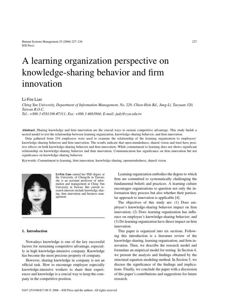 Knowledge Sharing and Firm Innovation | PDF | Factor Analysis | Innovation