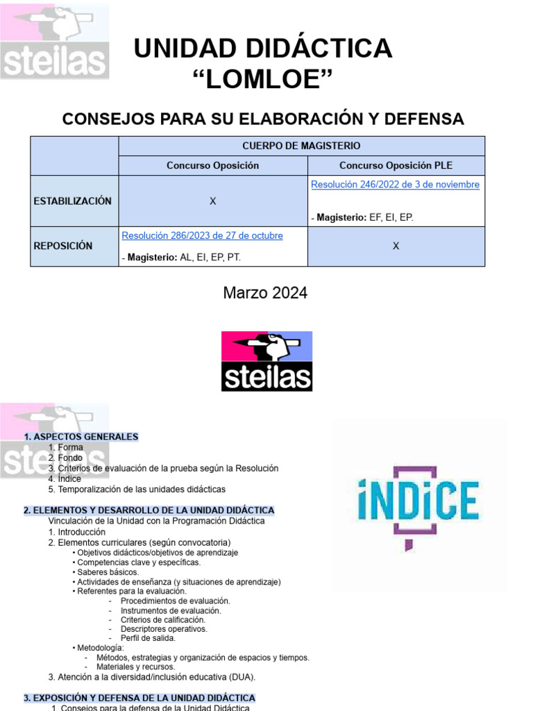 Consejos para Unidades Didácticas LOMLOE | PDF | Evaluación | Plan de ...