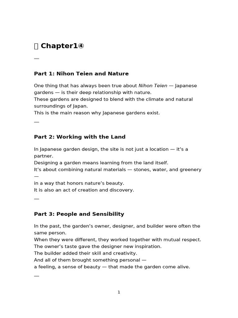 Chapter1 : Part 1: Nihon Teien and Nature | PDF | Nature | Gardens