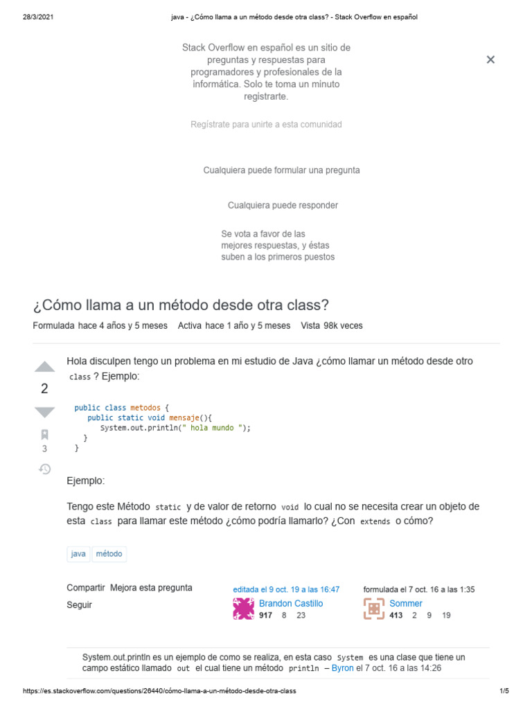 Java - ¿Cómo Llama A Un Método Desde Otra Class - Stack Overflow en ...