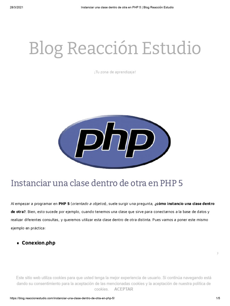 Instanciar Clases en PHP 5: Guía Práctica | PDF | Cookie HTTP | Php