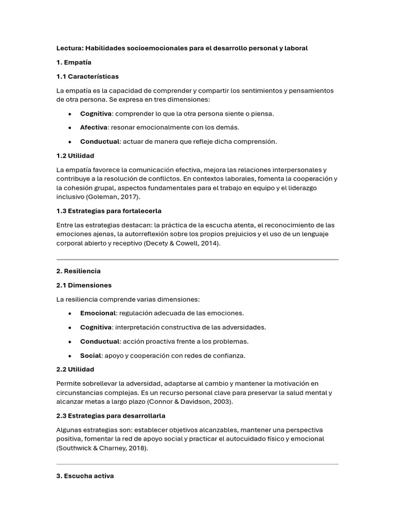Habilidades socioemocionales clave para el éxito | PDF | Las emociones ...