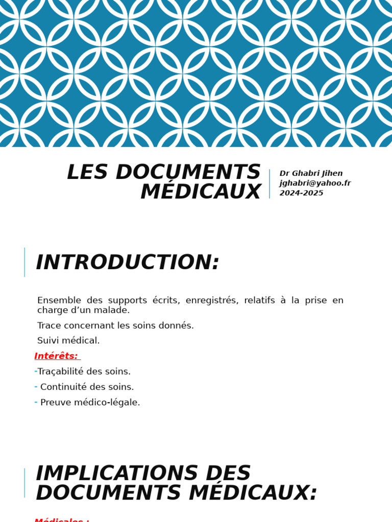 Documents médicaux et ordonnances | PDF | Ordonnance médicale | Soins ...