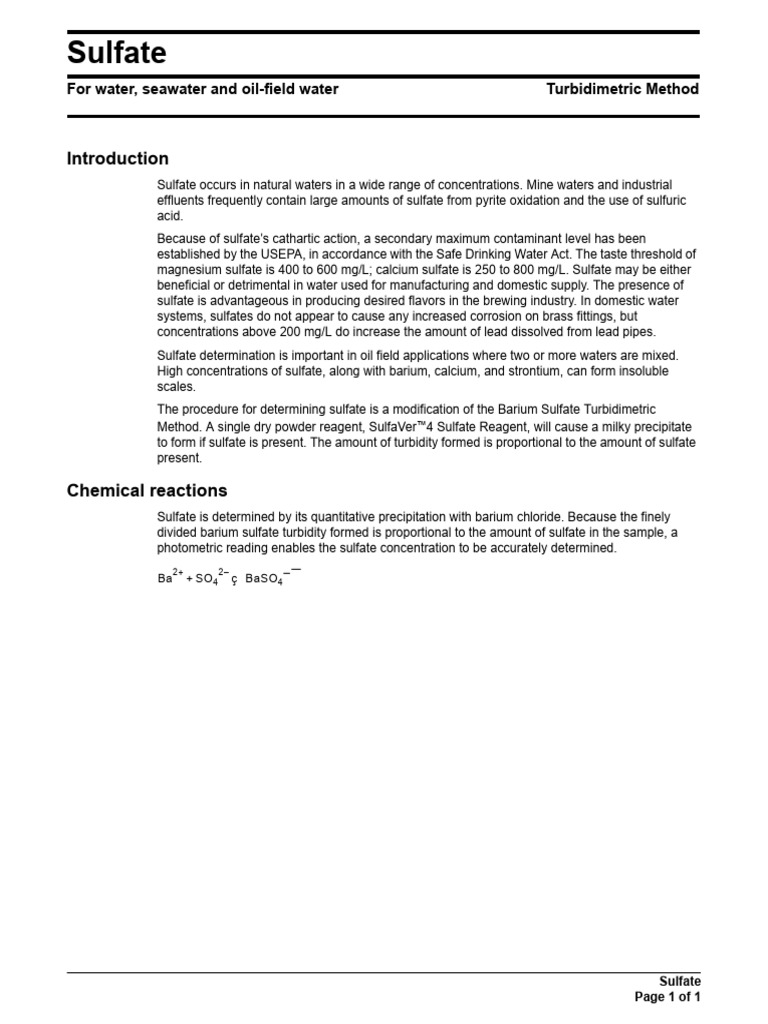 Understanding Sulfate Testing Methods | PDF