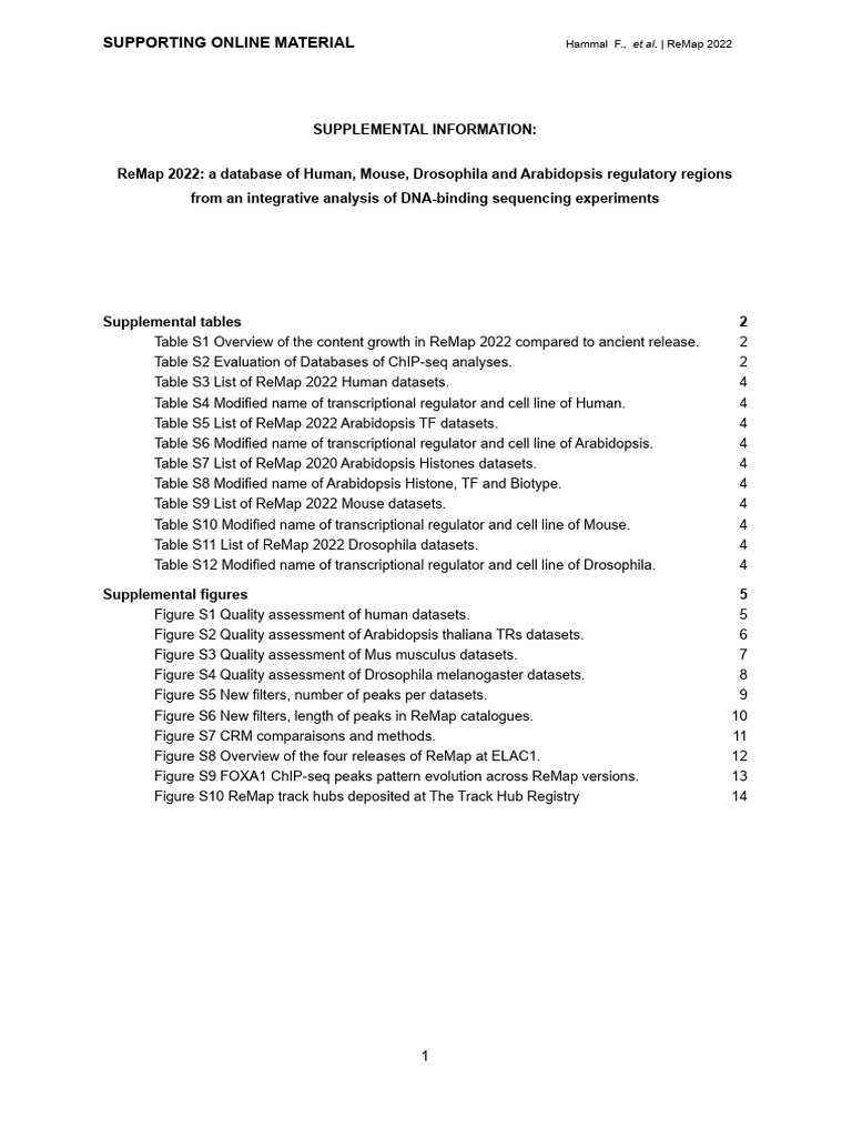ReMap 2022: Regulatory Regions Database | PDF | Genetics | Life Sciences
