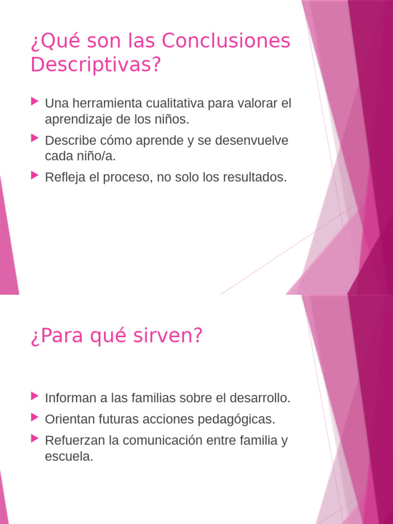 Conclusiones Descriptivas en Educación | PDF