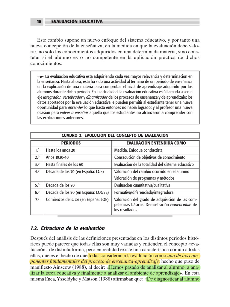 Evolución y Estructura de la Evaluación Educativa | PDF | Evaluación ...