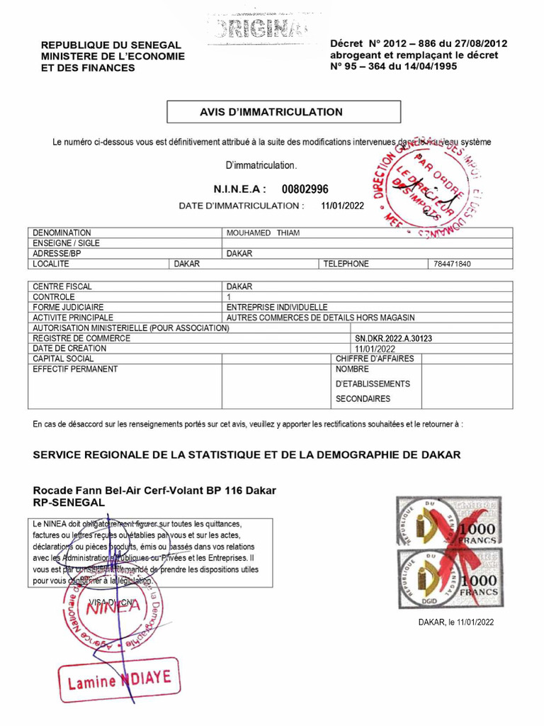 RC Ninea M Thiam | PDF