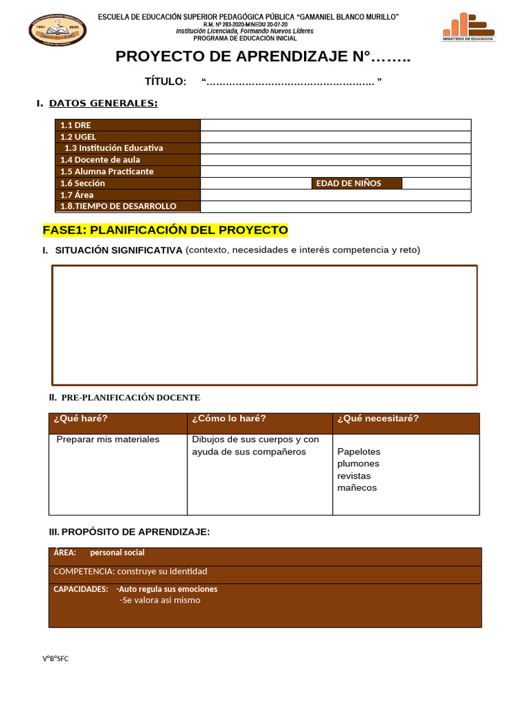 Proyecto de Aprendizaje en Educación Inicial | PDF | Educación de la ...