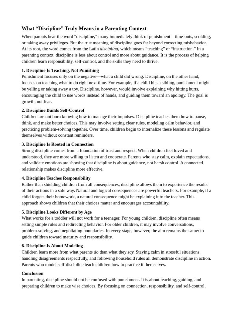 Understanding Discipline in Parenting | PDF | Disciplines | Parenting