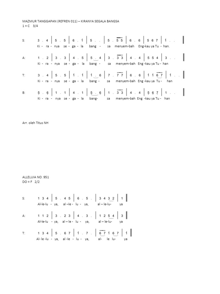Partitur Paduan Suara SATB Mazmur | PDF