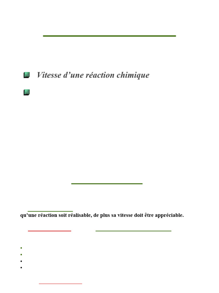 Facteurs influençant la vitesse des réactions chimiques | PDF ...