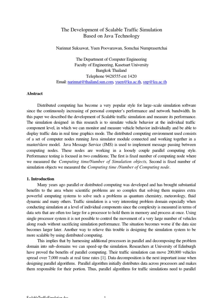 Scalable Traffic Simulation Using Java | PDF | Parallel Computing | Traffic