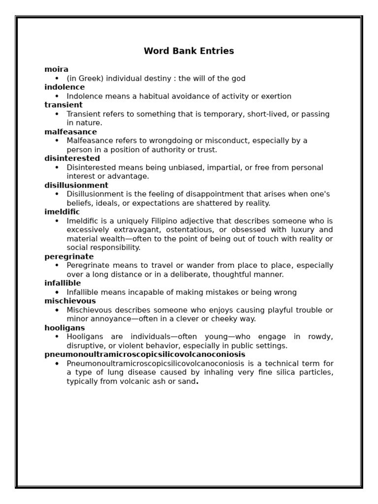 Vocabulary Definitions and Meanings | PDF