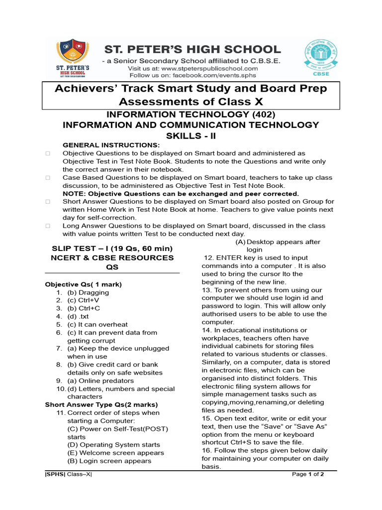 It - Level-I Information and Communication Technology - II Key | PDF ...
