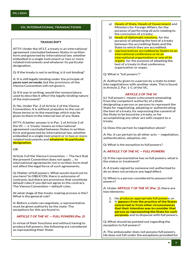 International Treaty Law Insights | PDF | Treaty | Ratification