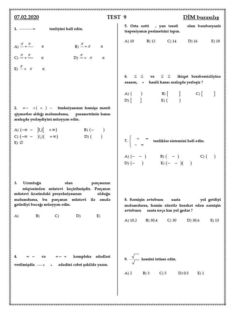 Test 9 | PDF