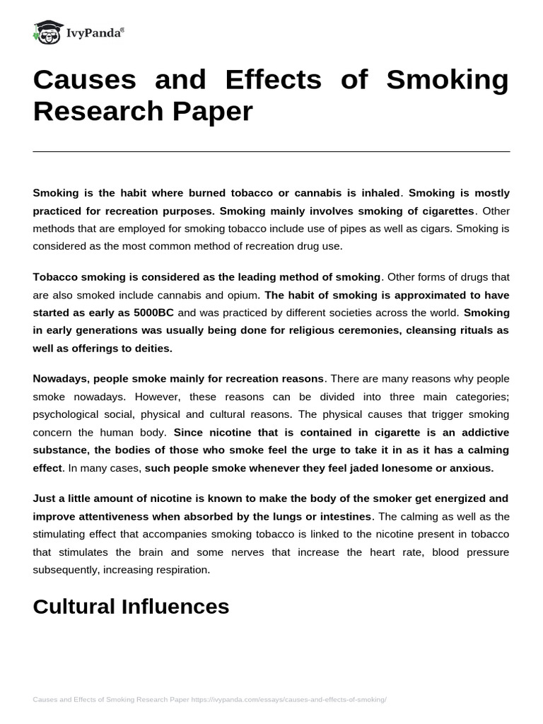 Causes and Effects of Smoking Explained | PDF | Smoking | Tobacco Smoking
