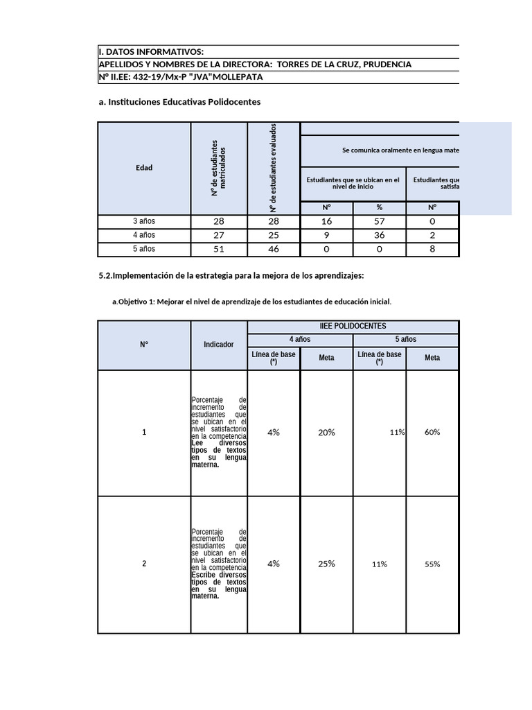 Mejora de Aprendizajes en Educación Inicial | PDF