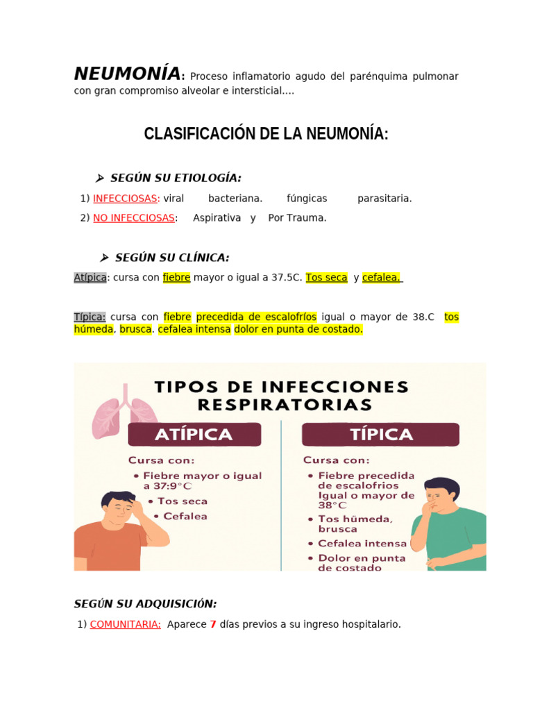 Clasificación y tipos de neumonía | PDF | Neumonía | Enfermedades y ...