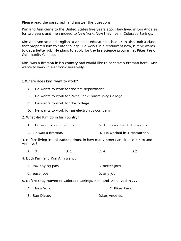 Reading Paragraph | PDF