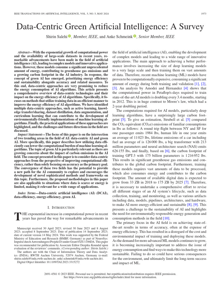 Data-Centric Green AI Survey 2024 | PDF | Artificial Intelligence ...