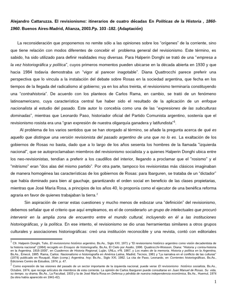 Revisionismo histórico argentino: análisis y contexto | PDF ...