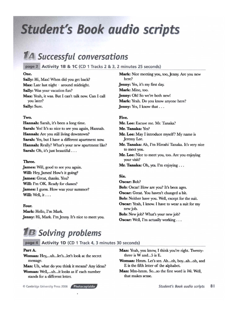 Lets Talk 3 Listening Scripts | PDF