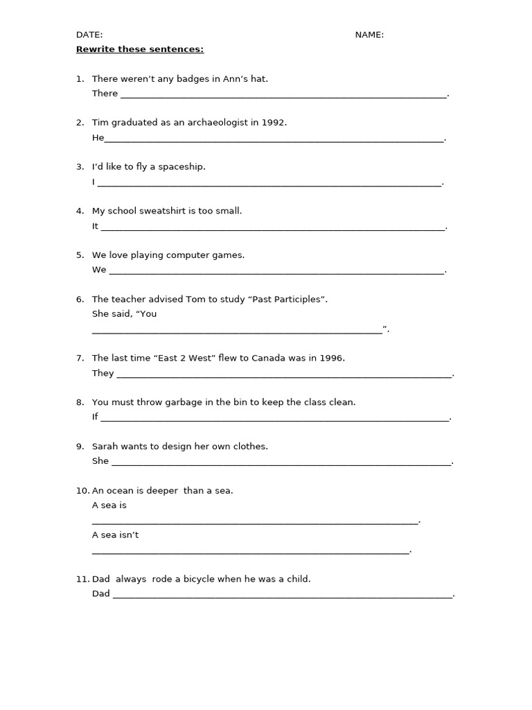 Sentence Rewriting Practice Exercises | PDF | Chess Theory | Chess