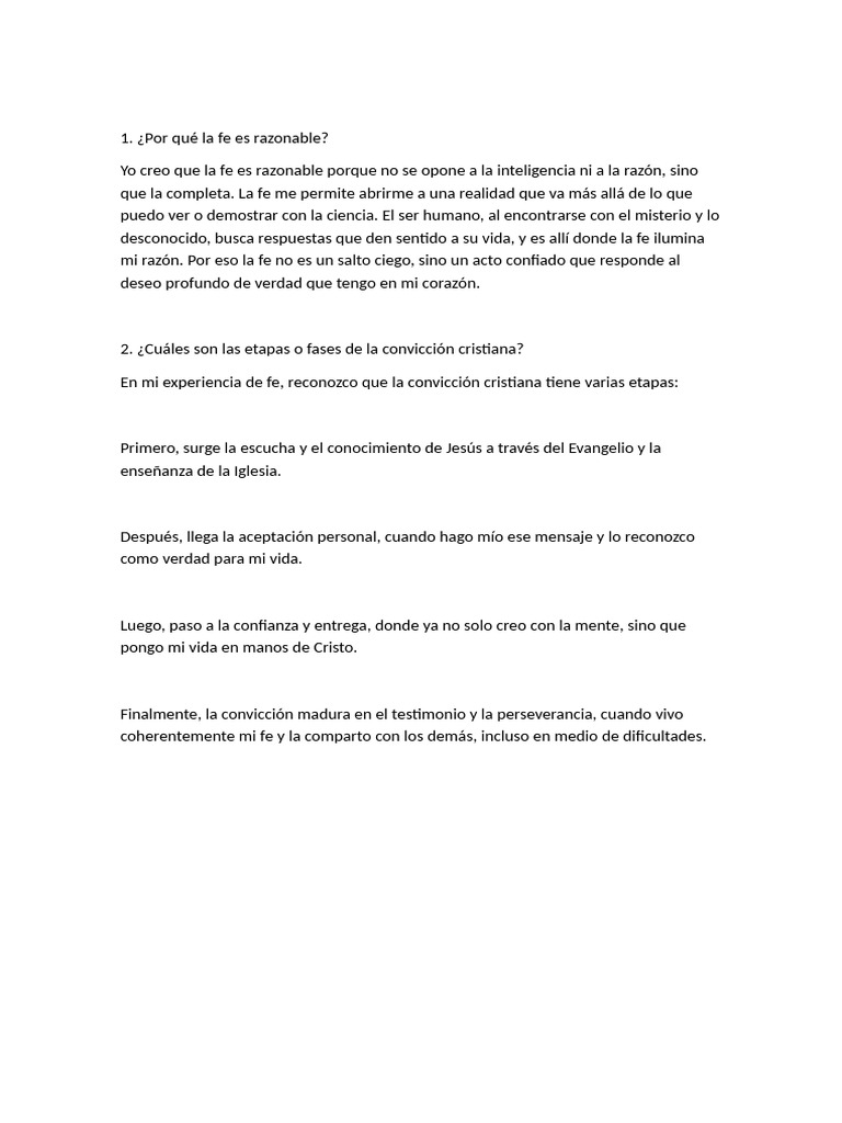 Fe Razonable y Convicción Cristiana | PDF