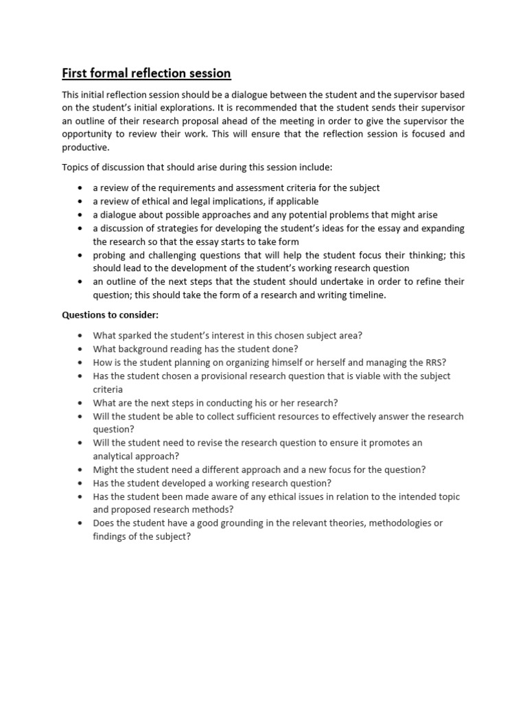 Initial Reflection Session Guidelines | PDF