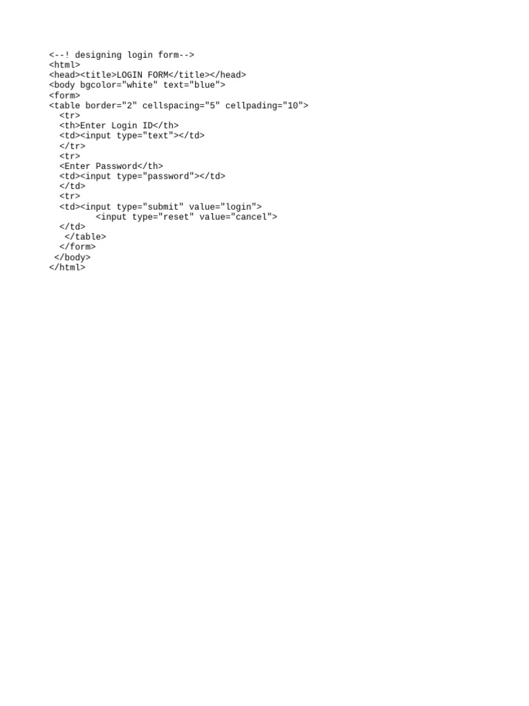 Simple HTML Login Form Design | PDF