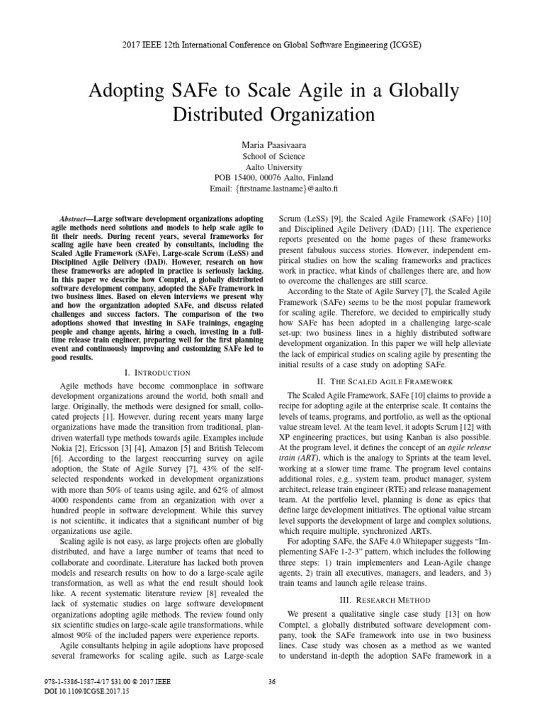 Scaling Agile with SAFe in Global Teams | PDF | Agile Software ...