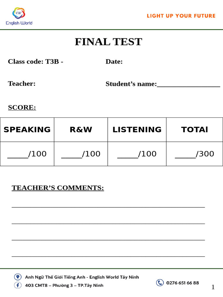 Student Speaking and Listening Test | PDF