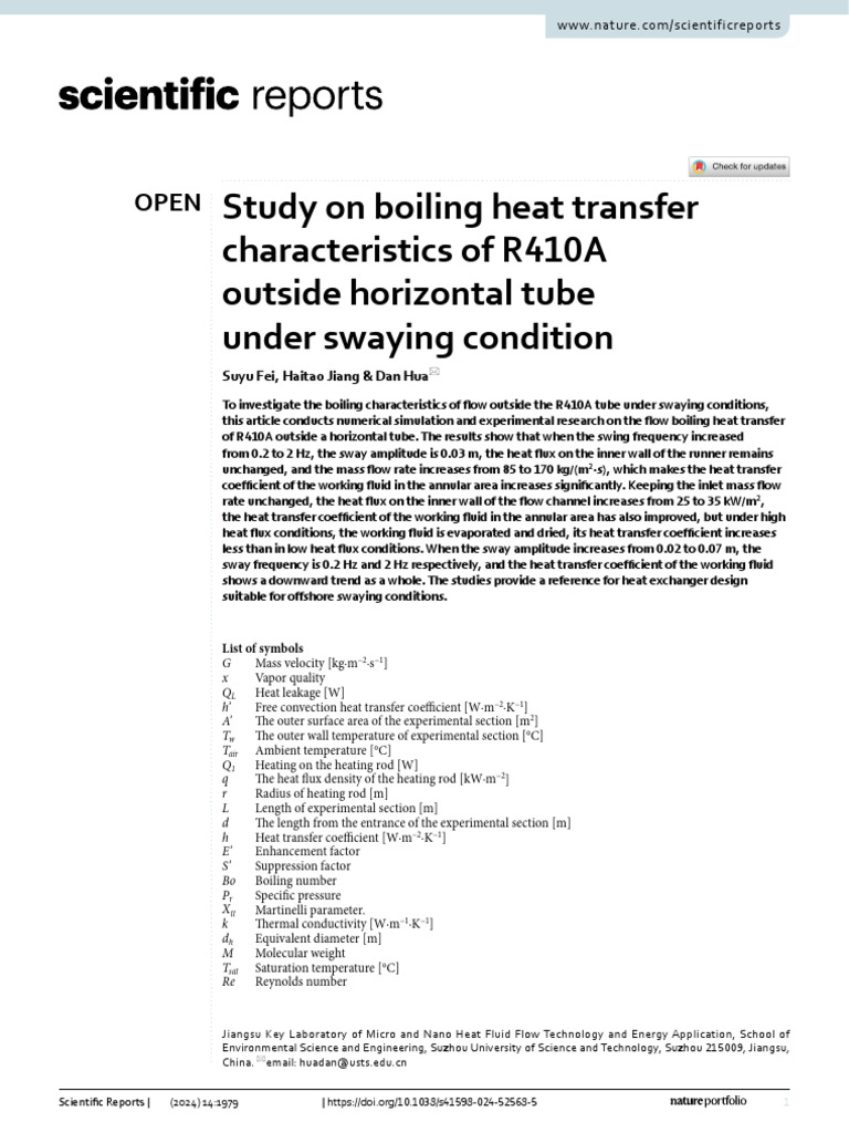 Boiling Heat Transfer of R410A in Swaying Conditions | PDF | Heat ...