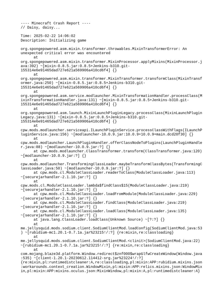 Minecraft Mixin Transformer Error Report | PDF | Computer Programming ...