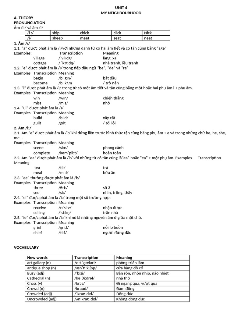 BT B TR Anh 6 Global Hki Hs Unit 4 My Neighbourhood | PDF