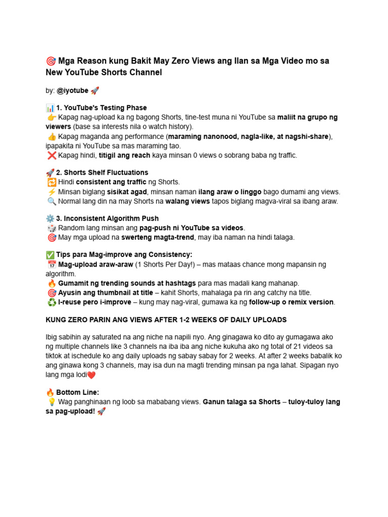 Zero Views YT Shorts Guide 2025 | PDF
